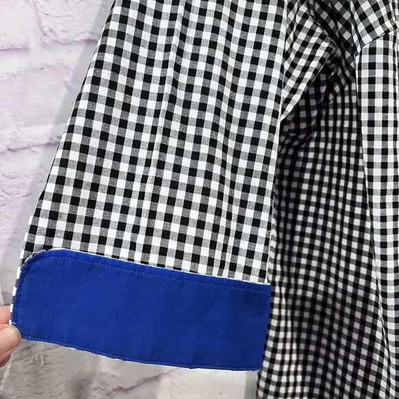 Lauren Ralph‎ Lauren Womens Plus 3X Black White Gingham Button Up Shirt Blouse - Picture 6 of 15